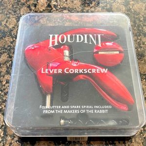 Houdini Lever Style Wine Corkscrew Red !!